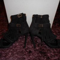 HUGO BOSS Fara Leather Heeled Sandals Fringe Detail, снимка 12 - Дамски обувки на ток - 21294425