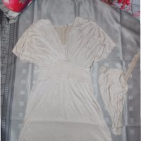 Прохладна златиста рокля + колан , снимка 6 - Рокли - 19946556