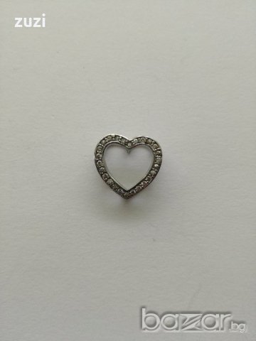 Сребърно сърце с цирконий - сребро проба 925, снимка 4 - Колиета, медальони, синджири - 19383160