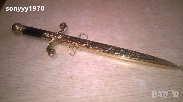 нож сабя-златна кама с ножница-метални-38х11см-внос швеицария, снимка 13 - Колекции - 23662044