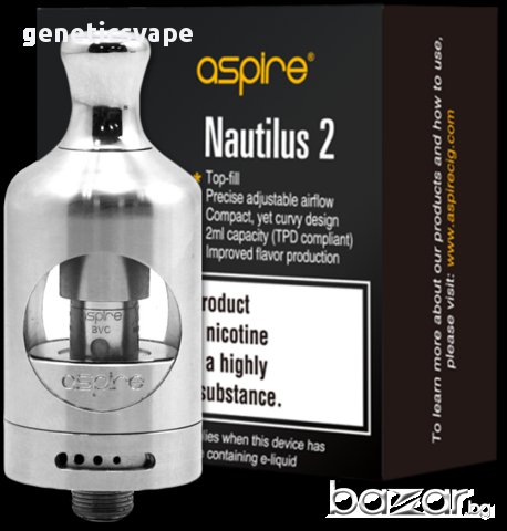 Aspire Nautilus 2 Tank 2ml. атомайзер за вейп , снимка 4 - Вейп без пълнители - 18115591