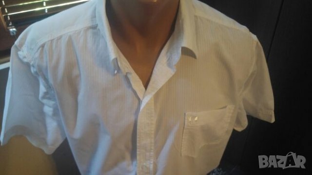 Бяла риза с къс ръкав Тиъдор, снимка 8 - Ризи - 14221173