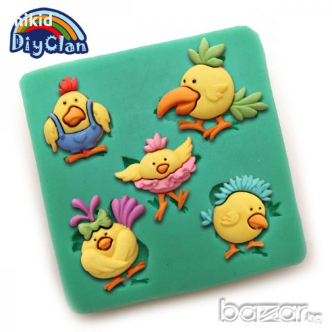 Весели пилета птичка Великденски силиконов молд форма за украса торта фондан тесто декорация