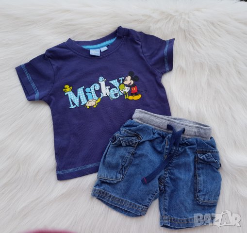 Тениска Мики Маус 3-6 месеца, снимка 1 - Комплекти за бебе - 25293234