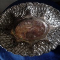 посребрена метална купа, фруктиера арт деко, снимка 2 - Антикварни и старинни предмети - 21103263