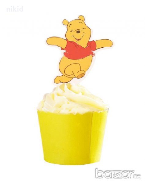 Мечо Пух 25 бр картон топери за кексчета мъфини торта рожден ден украса, снимка 1
