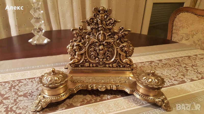 Стара Масивна бронзова мастилница!–1.700кг Безупречна!, снимка 1