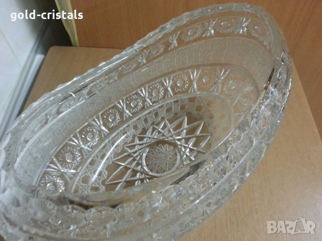 кристална купа овална, снимка 7 - Антикварни и старинни предмети - 24537685