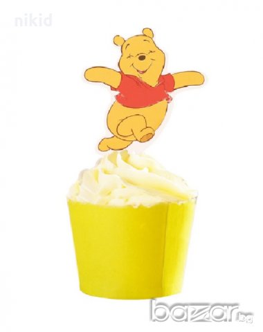 Мечо Пух 25 бр картон топери за кексчета мъфини торта рожден ден украса