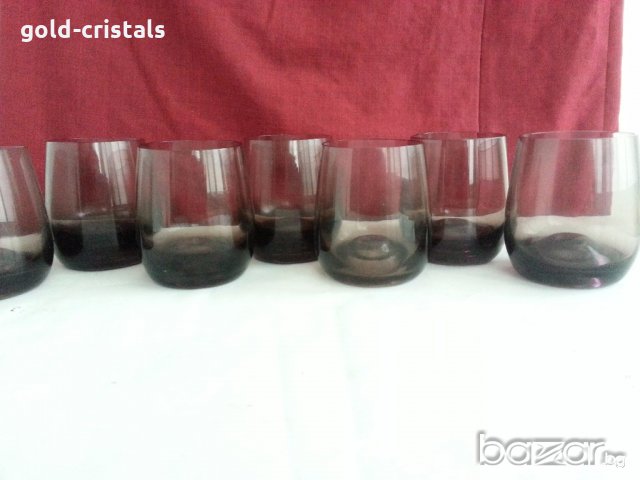  Ретро стъклени чаши  с дебело дъно , снимка 3 - Антикварни и старинни предмети - 20097404