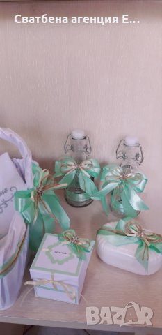 Комплект за Кръщене в цвят мента+канап, снимка 4 - Други - 25624352