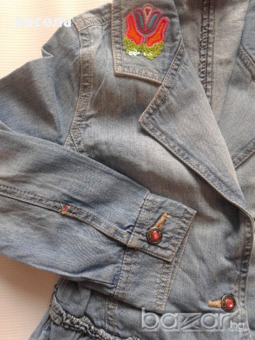 Детско дънково сако за момиче с красиви апликации, снимка 6 - Детски панталони и дънки - 10036339