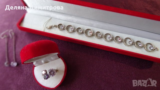 Комплект сребърни бижута с камъни "Сваровски" НАМАЛЕНИ, снимка 1 - Бижутерийни комплекти - 23033238
