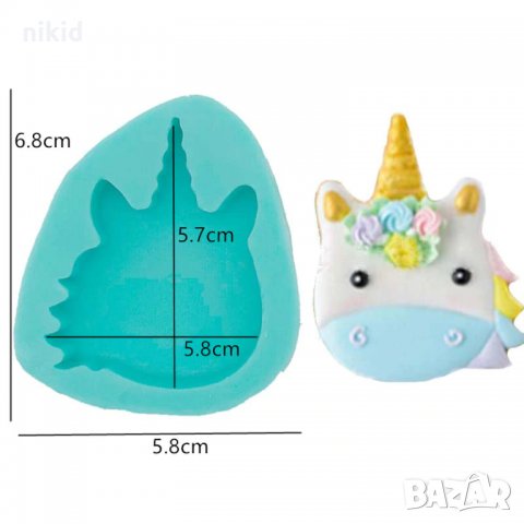 01 Глава еднорог Дълбок силиконов молд форма декорация и украса торта фондан бисквитки