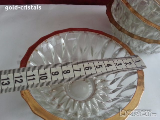 ретро кристални купички с златен кант, снимка 7 - Антикварни и старинни предмети - 20416901