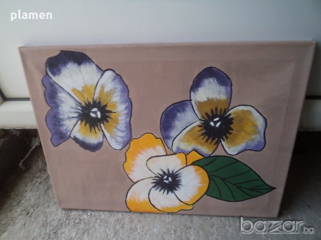 Картина маслени бои Теменужки, снимка 1