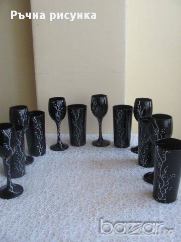 Налични-чаши черно и бяло 12 броя, снимка 1 - Декорация за дома - 14196305