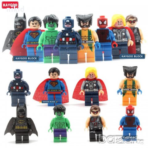 8 фигурки за Лего конструктор герои Marvel Марвел Отмъстителите Батман Супермен СпайдърМен