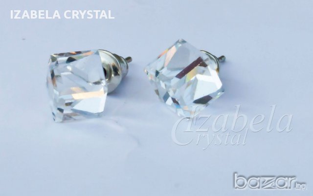 Обеци Сваровски ''cube'' Swarovski elements, снимка 3 - Обеци - 11284112