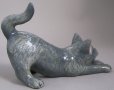 протягащо се Коте, котка фигура, порцелан / керамика фигурка статуетка антика, снимка 2