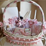 Комплект за кръщене в розово и бяло с калинки и подаръчета слончета, снимка 5 - Подаръци за кръщене - 16467587