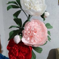 Цветя от хартия-божури, снимка 1 - Изкуствени цветя - 24675749