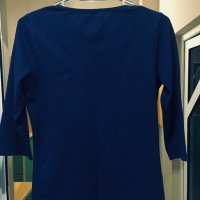 Наситено синя блуза памук , снимка 3 - Блузи с дълъг ръкав и пуловери - 24049391