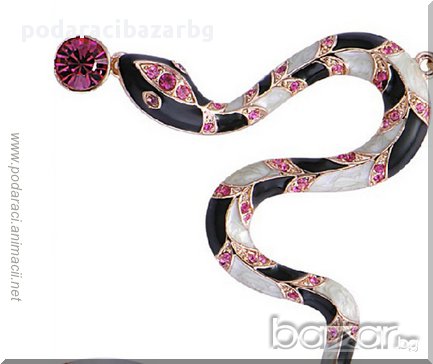 КОЛИЕ – ЗМИЯ С РОЗОВИ КРИСТАЛИ, снимка 1