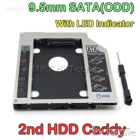  9.5/12.7mm SATA 2nd HDD SSD чекмедже/Caddy унивесален за 2-ри диск за лаптоп, снимка 7 - Твърди дискове - 11952170