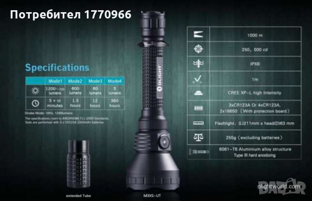 Olight M3XS-UT и ACEBeam K60 Cree XHP70 LED Професионални прожектори., снимка 11 - Къмпинг осветление - 22648242