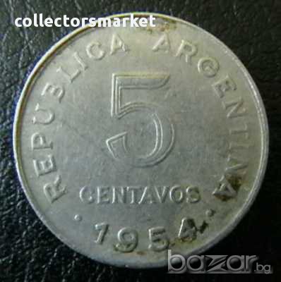 5 центаво 1954, Аржентина, снимка 1 - Нумизматика и бонистика - 15753281