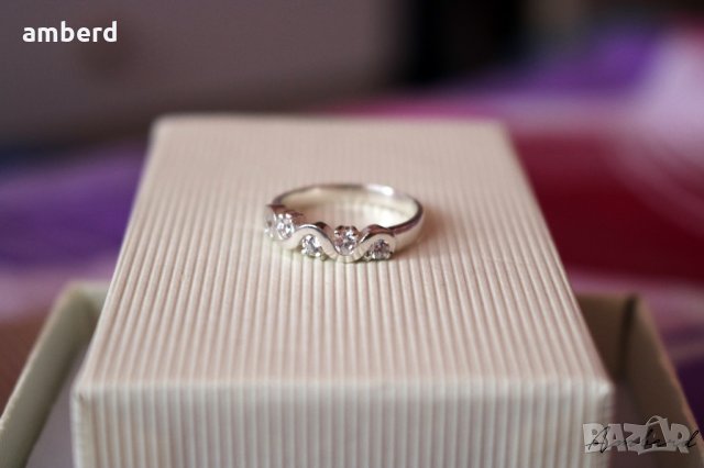 Сребърен пръстен с бели цирконии - модел R065