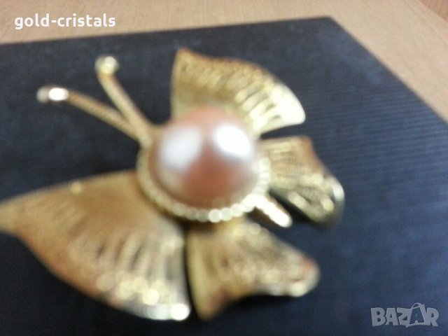 ретро брошка с перла, снимка 2 - Антикварни и старинни предмети - 25134657