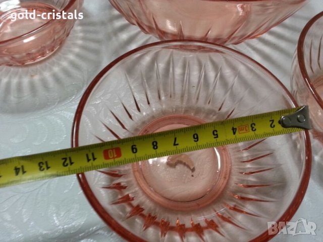 Стари стъклени купички розово стъкло, снимка 10 - Сервизи - 24077757