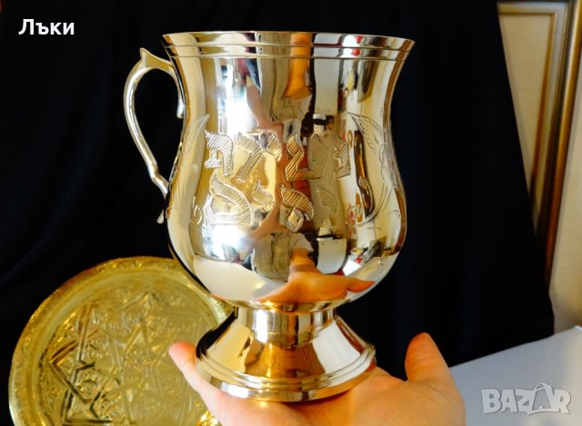  Бронзов бокал с две дръжки 1 л.,сватба,годишнина.  , снимка 4 - Антикварни и старинни предмети - 23627765