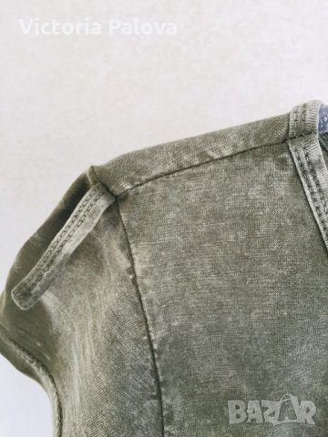 🇮🇹 Италианска тениска цвят каки, снимка 5 - Тениски - 25359656