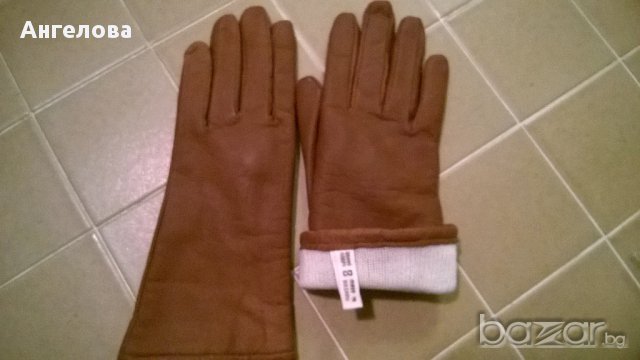 Кафяви дамски ръкавици естествена кожа 04, снимка 2 - Шапки - 12371881