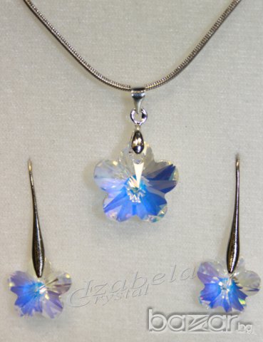 Комплект Сваровски "flower" Swarovski elements, снимка 4 - Бижутерийни комплекти - 8055400
