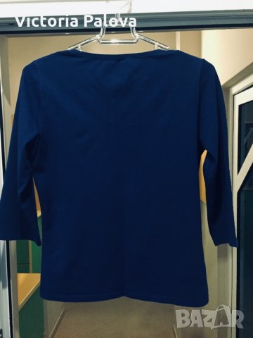Наситено синя блуза памук , снимка 3 - Блузи с дълъг ръкав и пуловери - 24049391