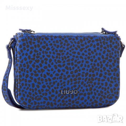 LIU JO 🍊 Дамска чанта с животински мотиви в синьо 22x16x5 cм нова с етикети, снимка 3 - Чанти - 15019808