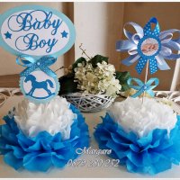 Украси за маси в синьо за новородено бебе, снимка 1 - Други - 21969464