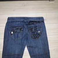 Дамски сини дънки марка P@s Jeans с черни орнаменти на джобовете, снимка 2 - Дънки - 23703024
