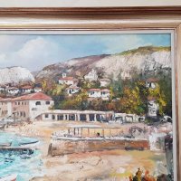 Продавам маслена картина " Плажът Балчик " , снимка 12 - Картини - 19887764