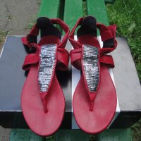 Червени кожени дамски сандали "Ingiliz" / "Ингилиз" (Пещера), естествена кожа, летни обувки, чехли, снимка 6 - Сандали - 7608732