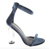 Уникални сандали на ток в син цвят, снимка 4 - Сандали - 26078587