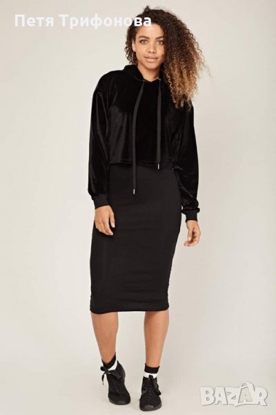 Ликвидация НАЛИчНА рокля по тялото с кроп топ суичър размер М от Англия, снимка 1