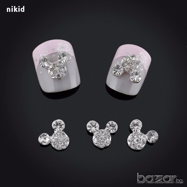 3d мини маус бижу за нокти с камъни камъчета диаманти  декорация украса за маникюр, снимка 1