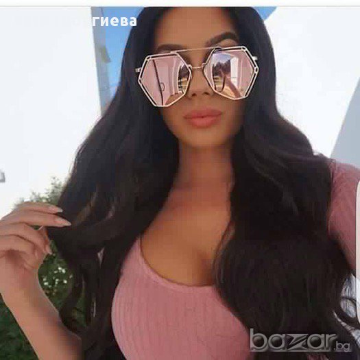 Хит слънчеви очила многоъгълни розово злато, снимка 1