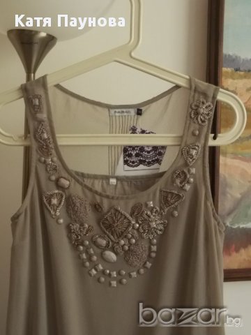 Нова маркова рокля, туника, бежова, камъни, Park Bravo, S, M, 38, снимка 9 - Туники - 9530895