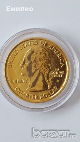 State Quarter 25 cents GOLDEN PLATED 2000-D VIRGINIA 1788 UNC, снимка 7 - Нумизматика и бонистика - 19323120